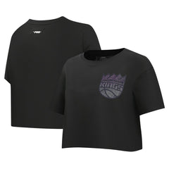 NBA - Sacramento Kings Pro Standard Women's Jewels Boxy Cropped T-Shirt - Black