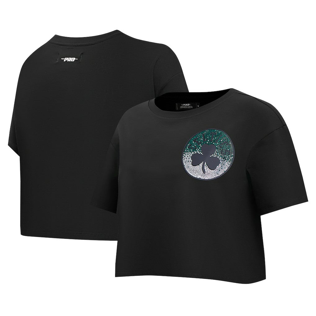 NBA - Boston Celtics Pro Standard Women's Jewels Boxy Cropped T-Shirt - Black