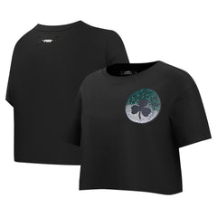 NBA - Boston Celtics Pro Standard Women's Jewels Boxy Cropped T-Shirt - Black