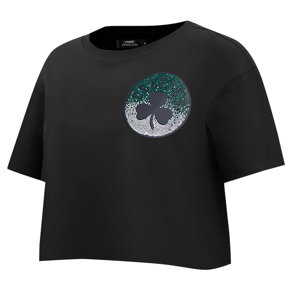 NBA - Boston Celtics Pro Standard Women's Jewels Boxy Cropped T-Shirt - Black