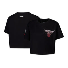 NBA - Chicago Bulls Pro Standard Women's Jewels Boxy Cropped T-Shirt - Black