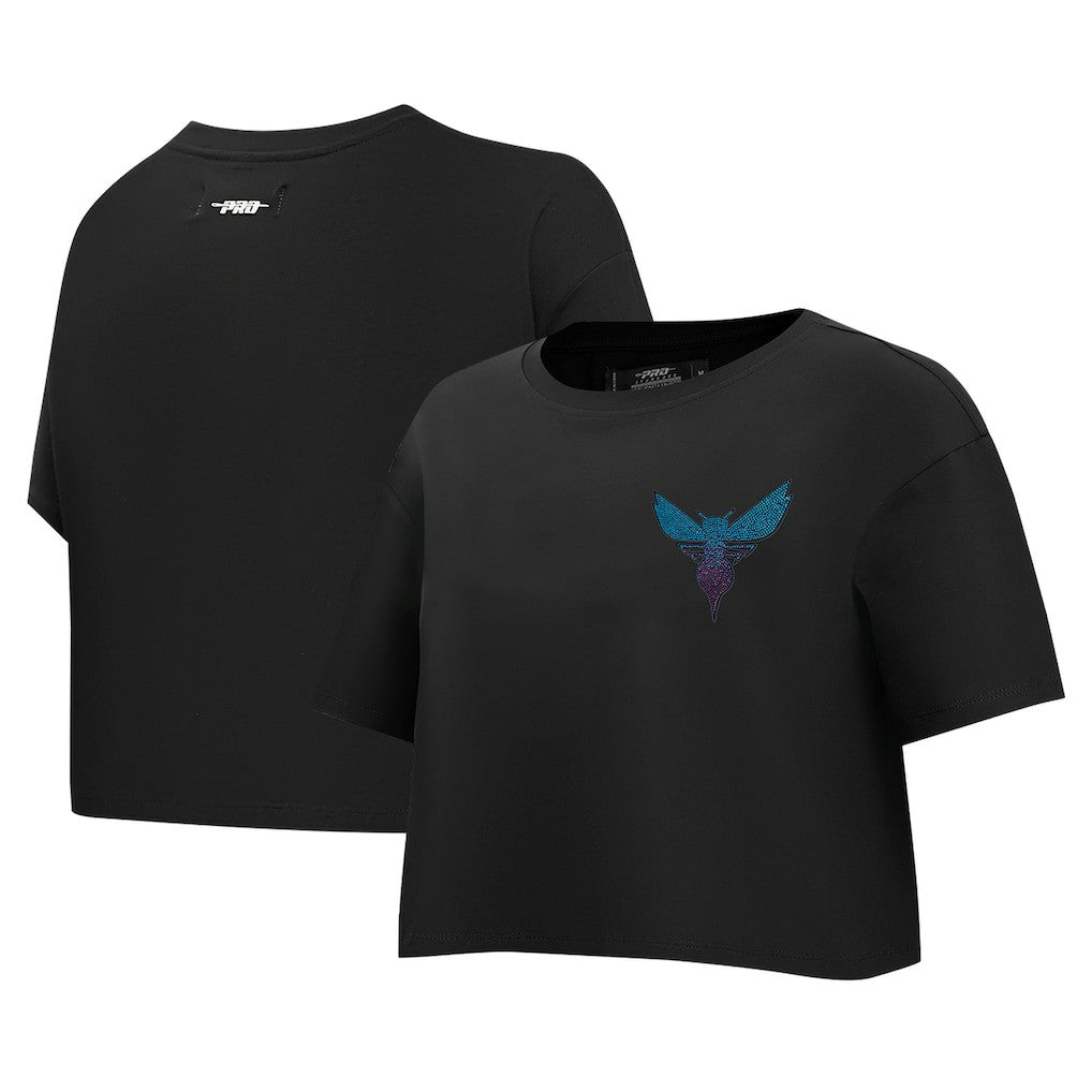 NBA - Charlotte Hornets Pro Standard Women's Jewels Boxy Cropped T-Shirt - Black