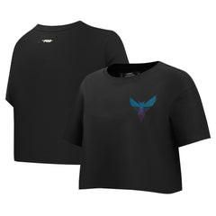 NBA - Charlotte Hornets Pro Standard Women's Jewels Boxy Cropped T-Shirt - Black