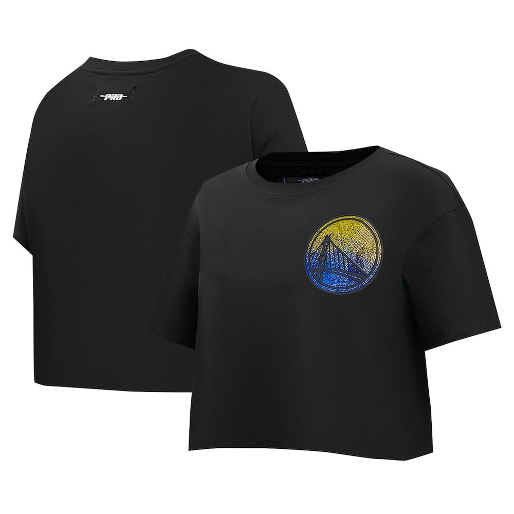 NBA - Golden State Warriors Pro Standard Women's Jewels Boxy Cropped T-Shirt - Black