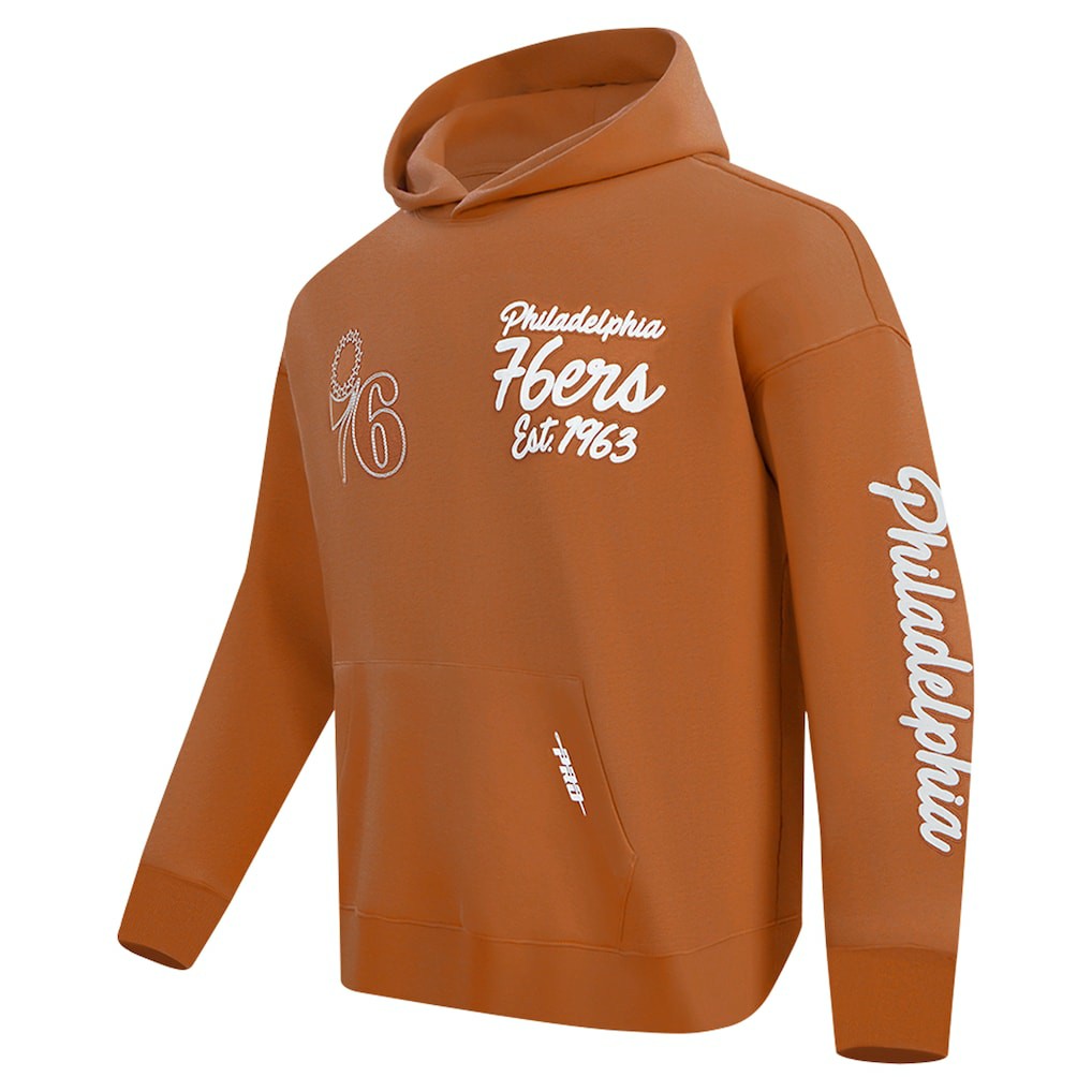 NBA - Philadelphia 76ers Pro Standard Paint the City Drop Shoulder Pullover Hoodie - Brown