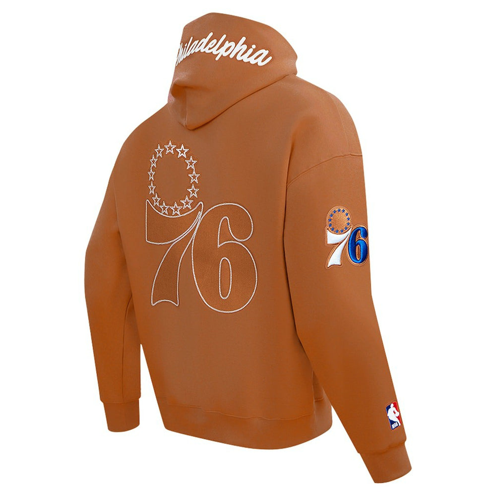 NBA - Philadelphia 76ers Pro Standard Paint the City Drop Shoulder Pullover Hoodie - Brown