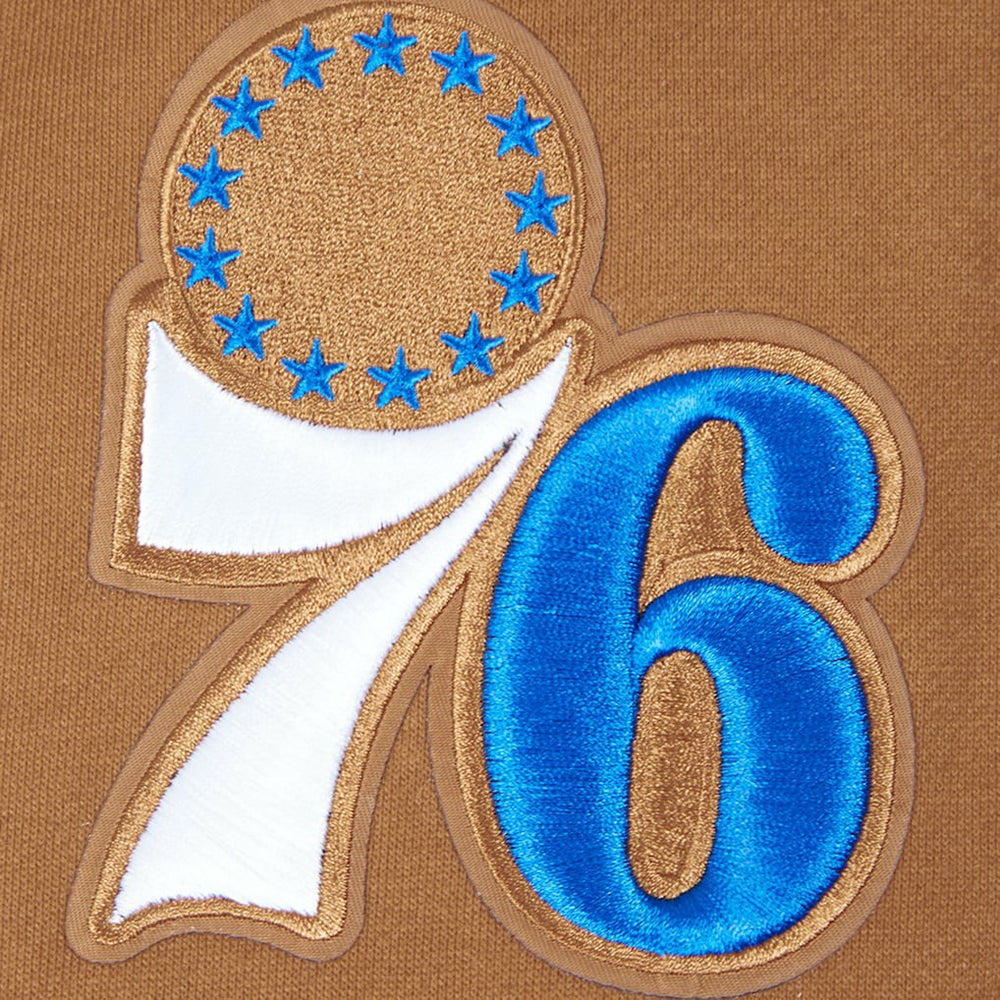 NBA - Philadelphia 76ers Pro Standard Paint the City Drop Shoulder Pullover Hoodie - Brown