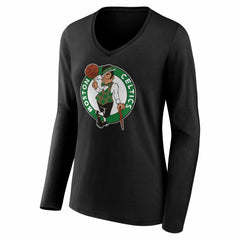 NBA - Boston Celtics Women's Primary Logo Long Sleeve V-Neck T-Shirt - Black