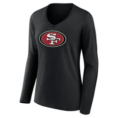 San Francisco 49ers Women's Primary Logo Long Sleeve V-Neck T-Shirt Black - NFL