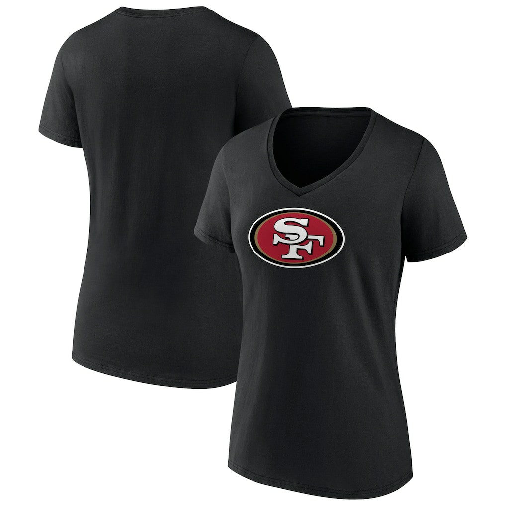 San Francisco 49ers Women's Primary Logo V-Neck T-Shirt Black - NFL