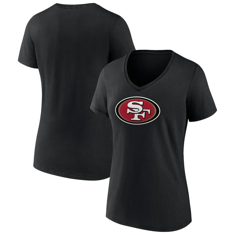 San Francisco 49ers Women's Primary Logo V-Neck T-Shirt Black - NFL
