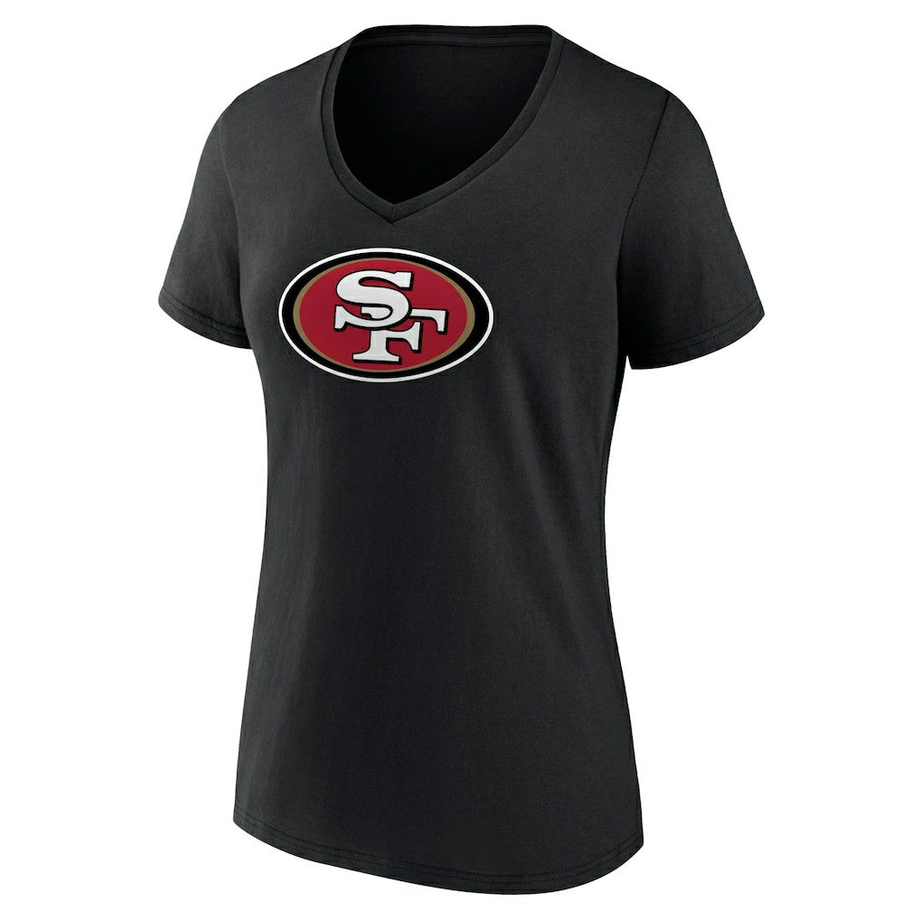San Francisco 49ers Women's Primary Logo V-Neck T-Shirt Black - NFL