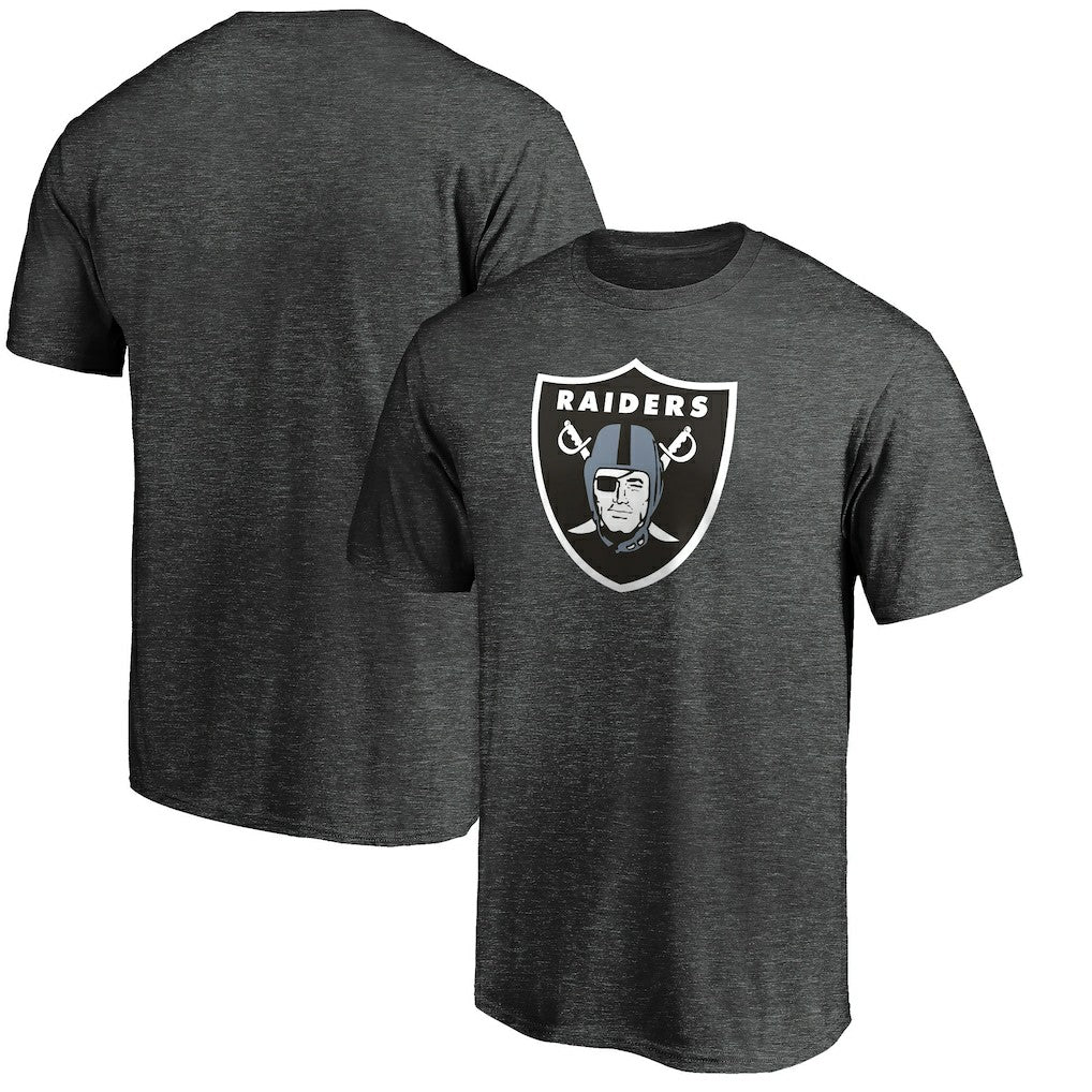 Las Vegas Raiders Primary Logo T-Shirt Heather Charcoal - Fanatics