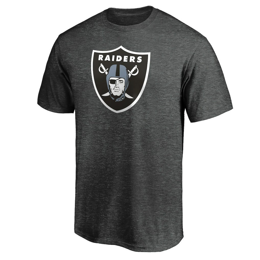 Las Vegas Raiders Primary Logo T-Shirt Heather Charcoal - Fanatics