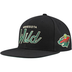 Minnesota Wild - Mitchell & Ness Core Team Script 2.0 Snapback Hat Black