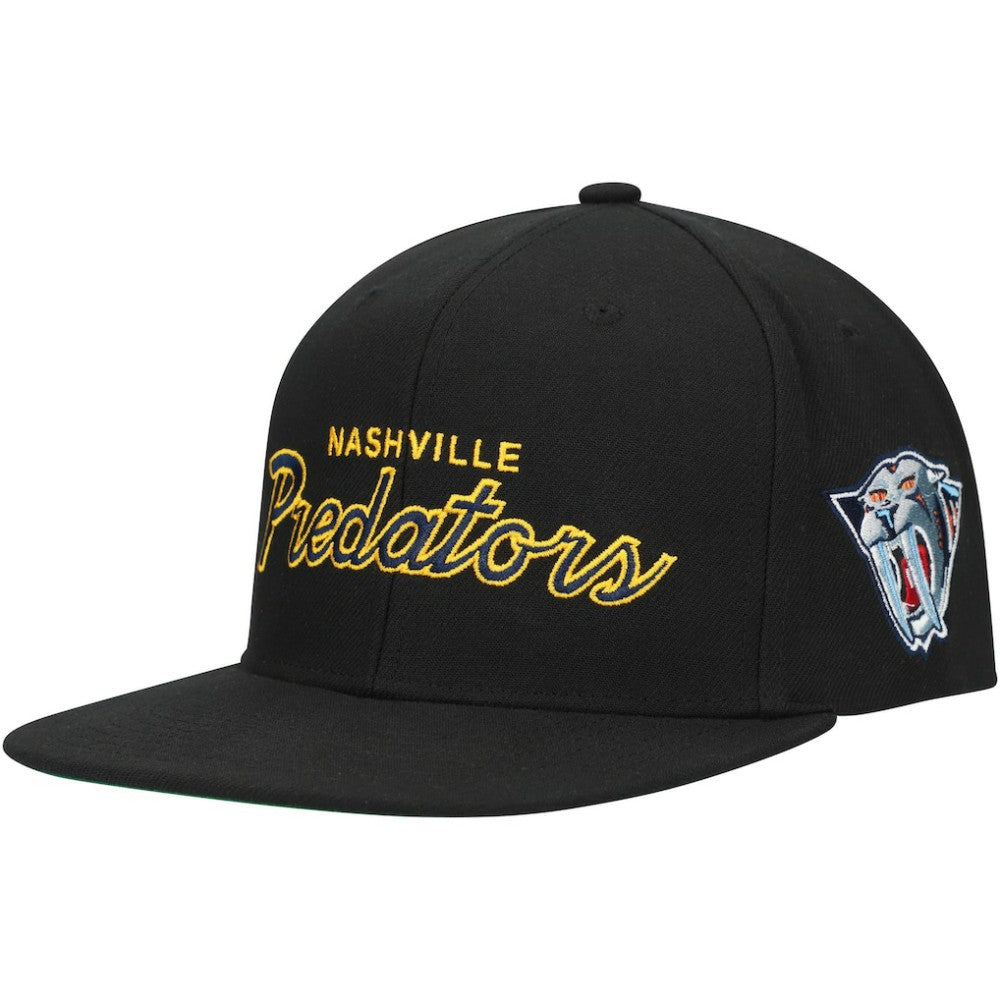 Nashville Predators - Mitchell & Ness Core Team Script 2.0 Snapback Hat Black