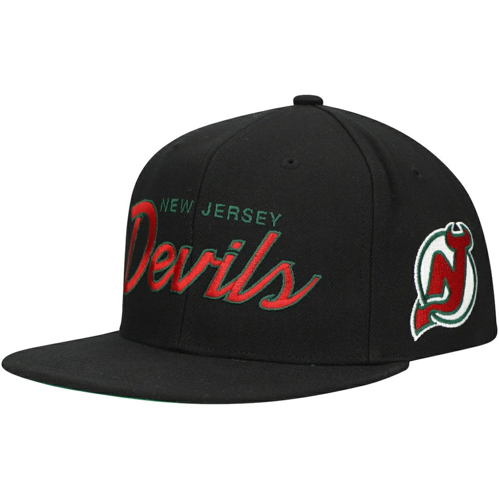 New Jersey Devils - Mitchell & Ness Core Team Script 2.0 Snapback Hat Black