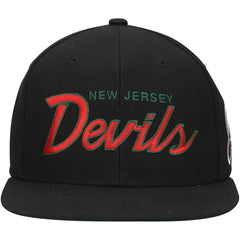 New Jersey Devils - Mitchell & Ness Core Team Script 2.0 Snapback Hat Black