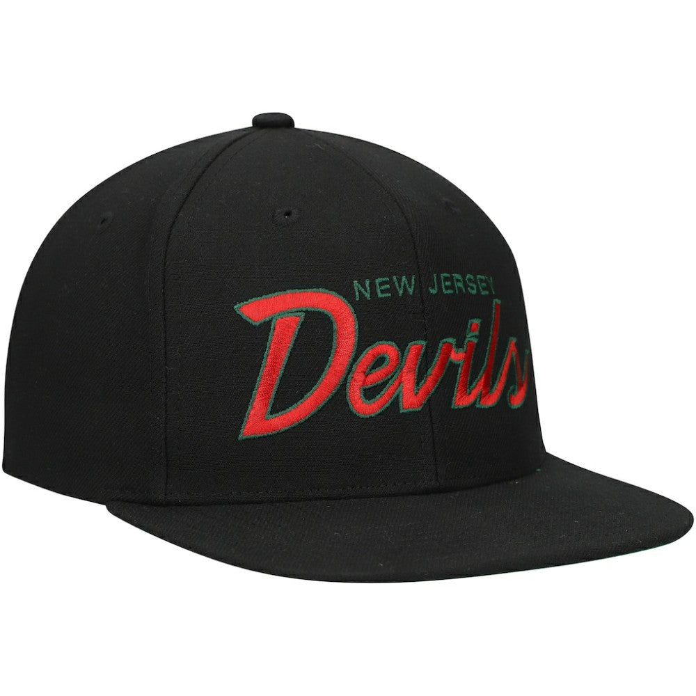 New Jersey Devils - Mitchell & Ness Core Team Script 2.0 Snapback Hat Black