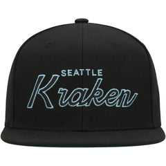 Seattle Kraken Mitchell & Ness Core Team Script 2.0 Snapback Hat Black