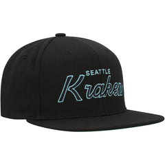 Seattle Kraken Mitchell & Ness Core Team Script 2.0 Snapback Hat Black