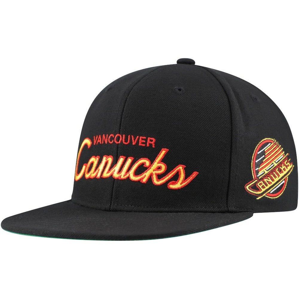 Vancouver Canucks - Mitchell & Ness Core Team Script 2.0 Snapback Hat Black