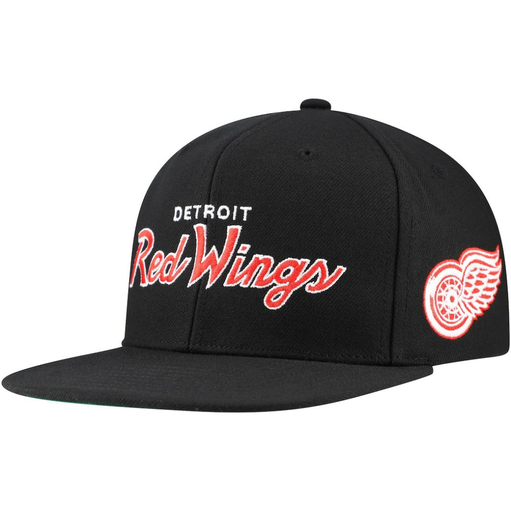 Detroit Red Wings - Mitchell & Ness Core Team Script 2.0 Snapback Hat Black