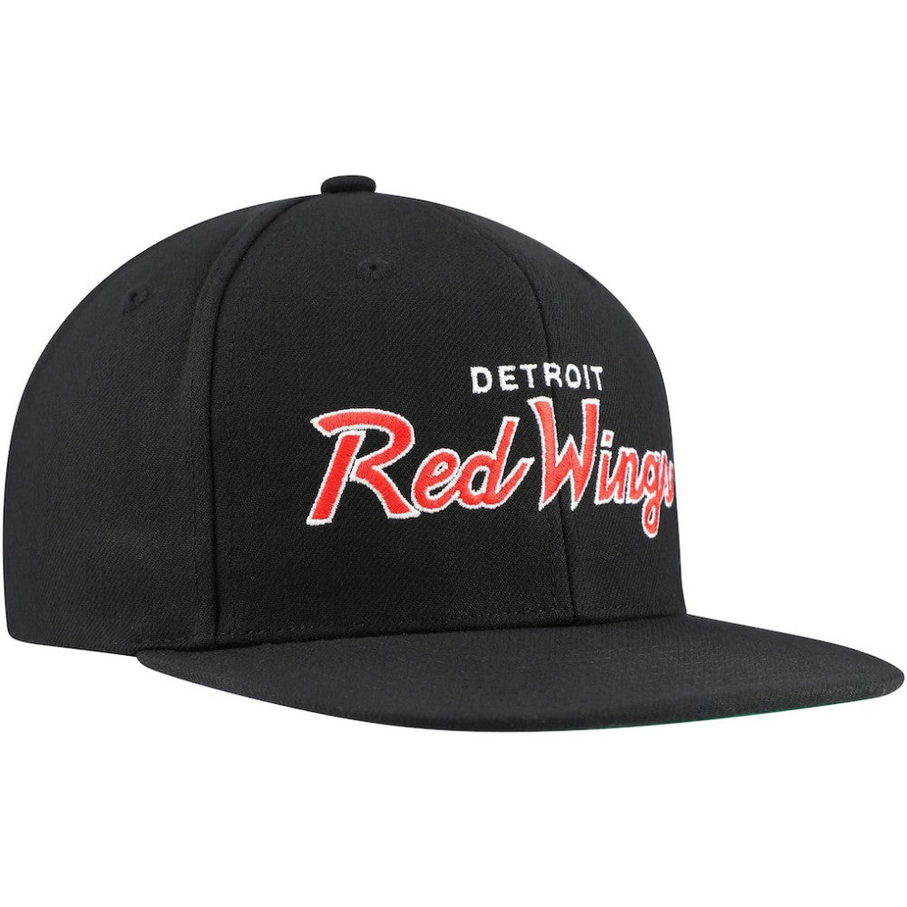 Detroit Red Wings - Mitchell & Ness Core Team Script 2.0 Snapback Hat Black