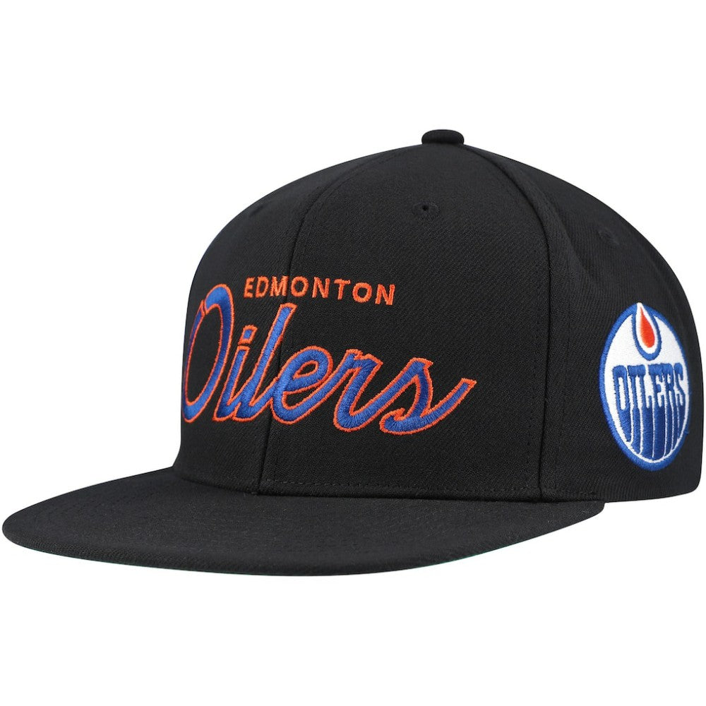 Edmonton Oilers - Mitchell & Ness Core Team Script 2.0 Snapback Hat Black