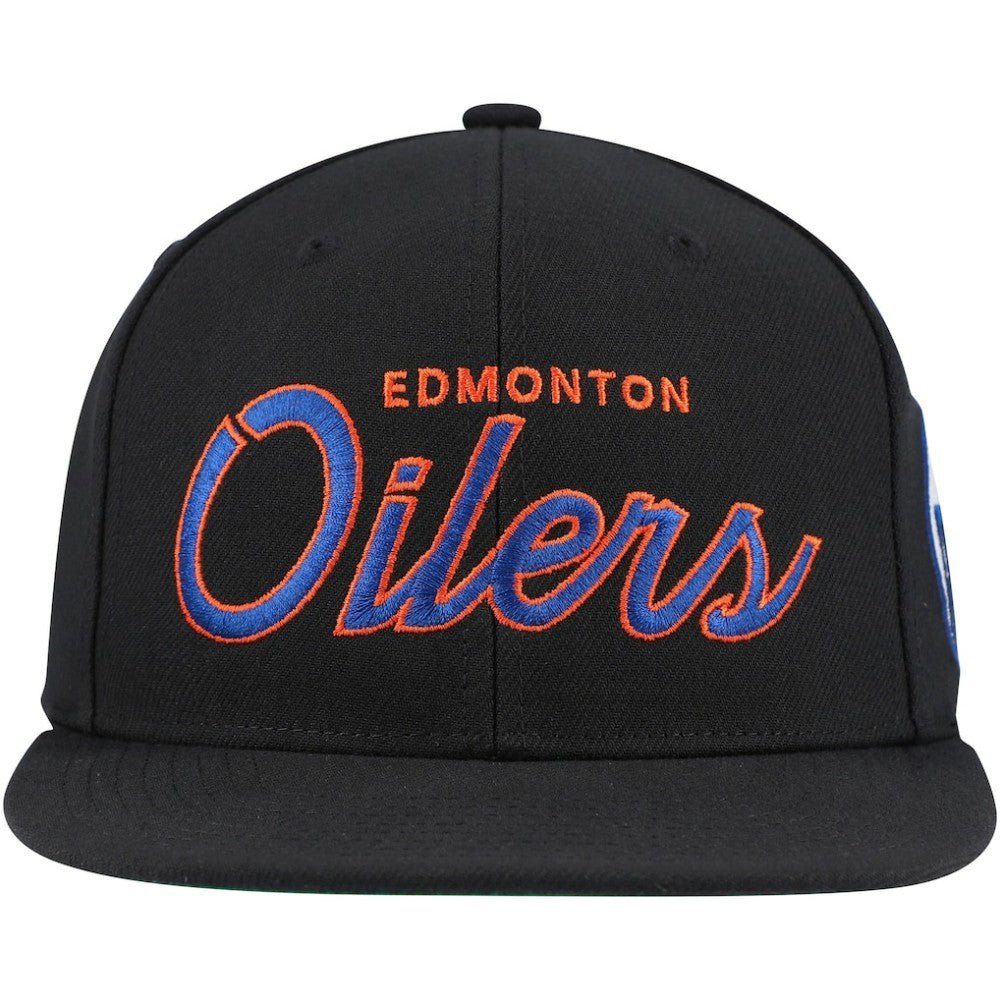 Edmonton Oilers - Mitchell & Ness Core Team Script 2.0 Snapback Hat Black
