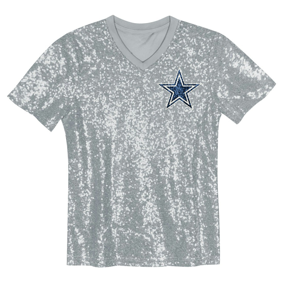CeeDee Lamb Dallas Cowboys Girls Youth Sequin V-Neck Fashion Jersey Silver - NFL