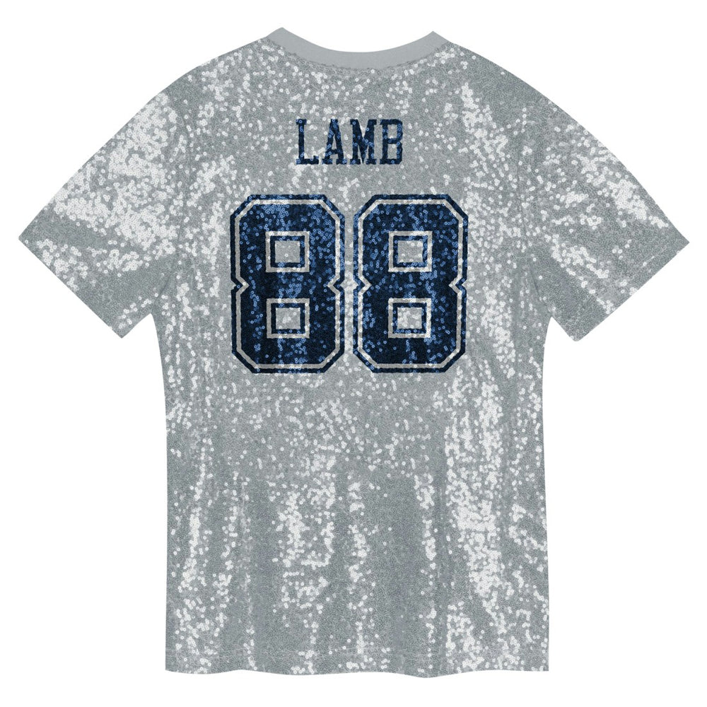 CeeDee Lamb Dallas Cowboys Girls Youth Sequin V-Neck Fashion Jersey Silver - NFL