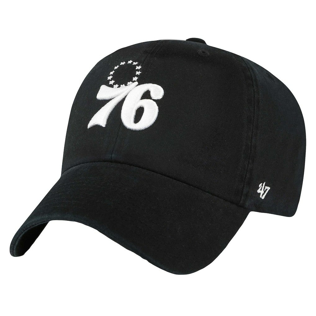 47 brand - Philadelphia 76ers '47 Core Logo Clean Up Adjustable Hat - Black