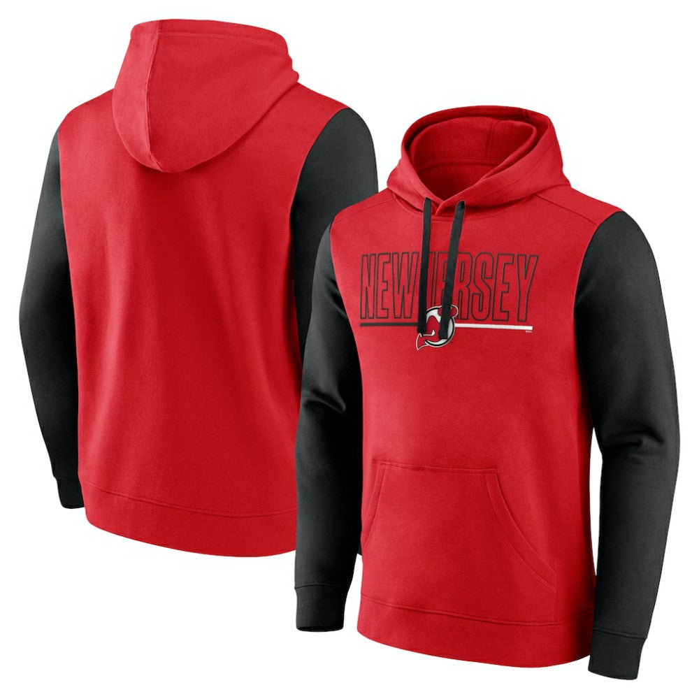 New Jersey Devils - Logo Athletic Deliver Fleece Pullover Hoodie Red