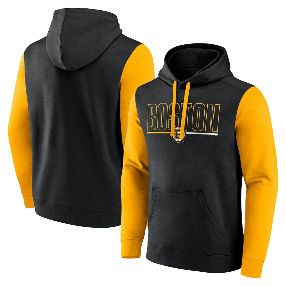 Boston Bruins Logo Athletic Deliver Fleece Pullover Hoodie Black