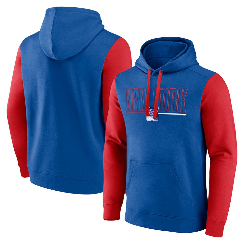 New York Rangers Logo Athletic Deliver Fleece Pullover Hoodie Blue