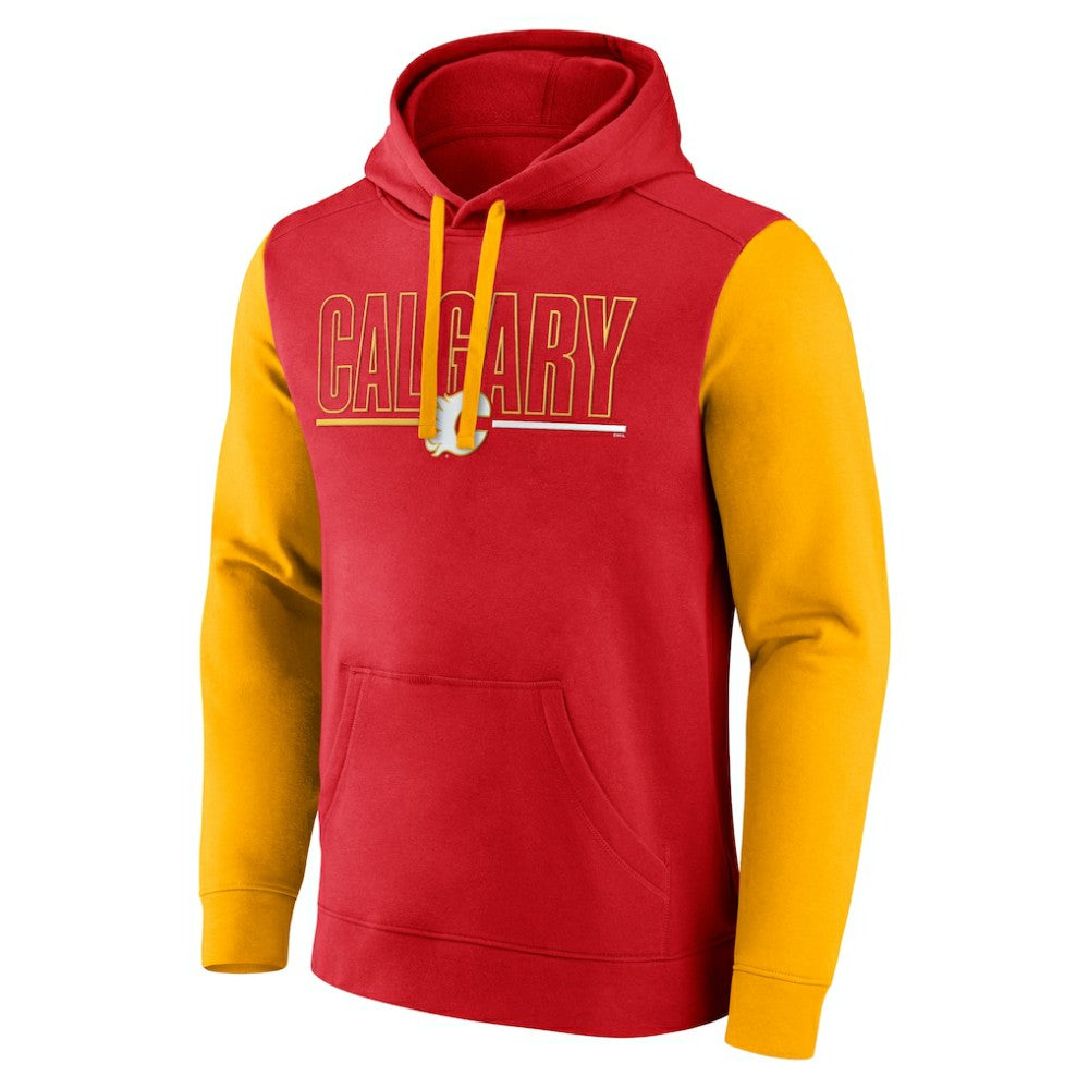Calgary Flames - Logo Athletic Deliver Fleece Pullover Hoodie Red