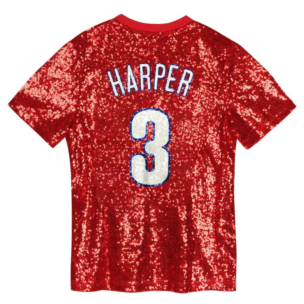 Bryce Harper Philadelphia Phillies Juniors Name & Number Sequin V-Neck Top Sale