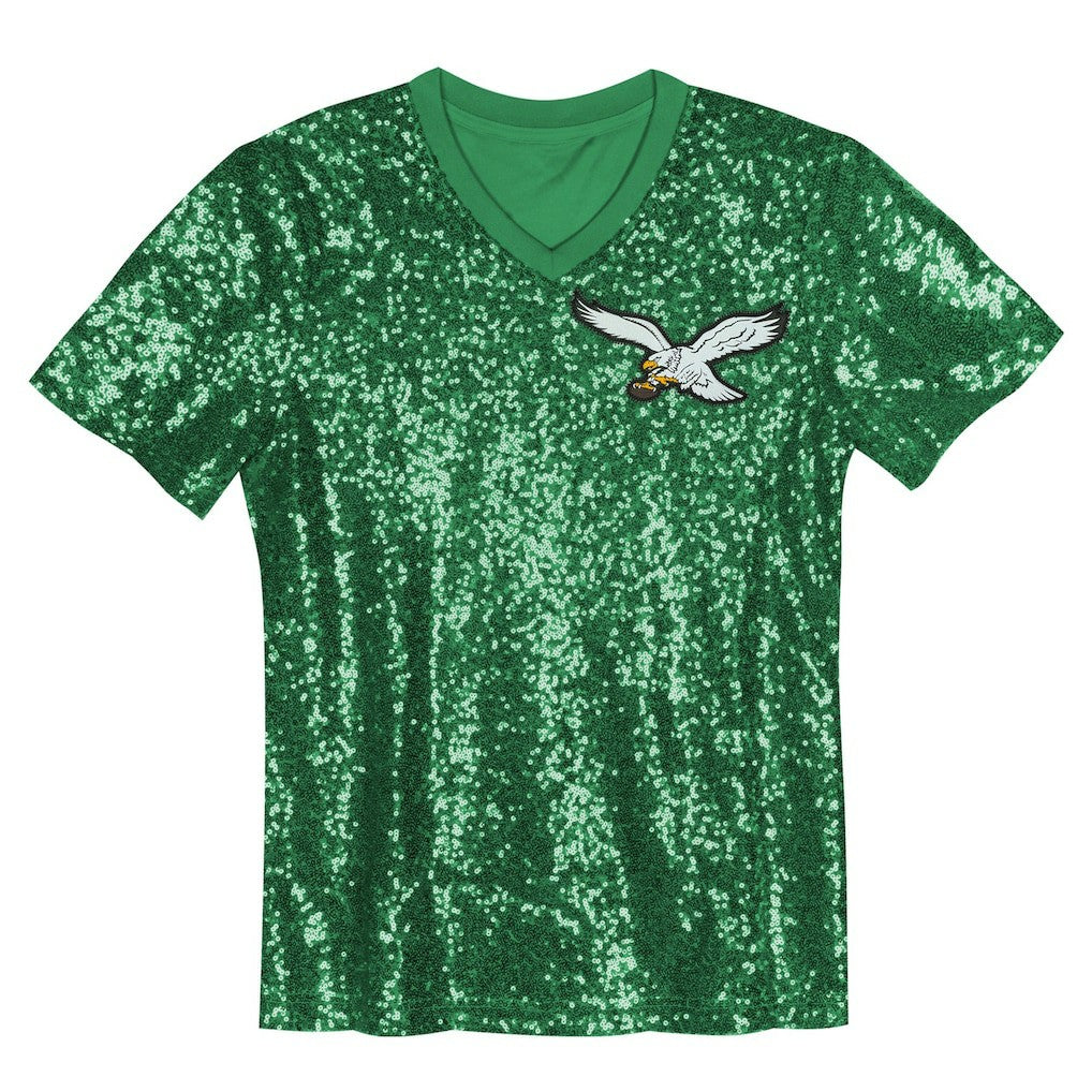 Jalen Hurts Philadelphia Eagles Girls Youth Sequin V-Neck Fashion Jersey - Kelly Green discount | NFL Jerseys
