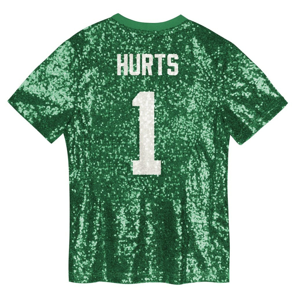 Jalen Hurts Philadelphia Eagles Girls Youth Sequin V-Neck Fashion Jersey - Kelly Green discount | NFL Jerseys