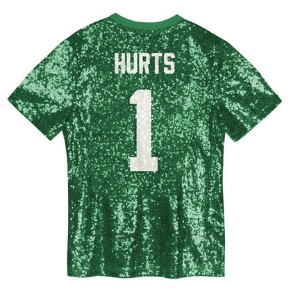 Jalen Hurts Philadelphia Eagles Girls Youth Sequin V-Neck Fashion Jersey - Kelly Green discount | NFL Jerseys