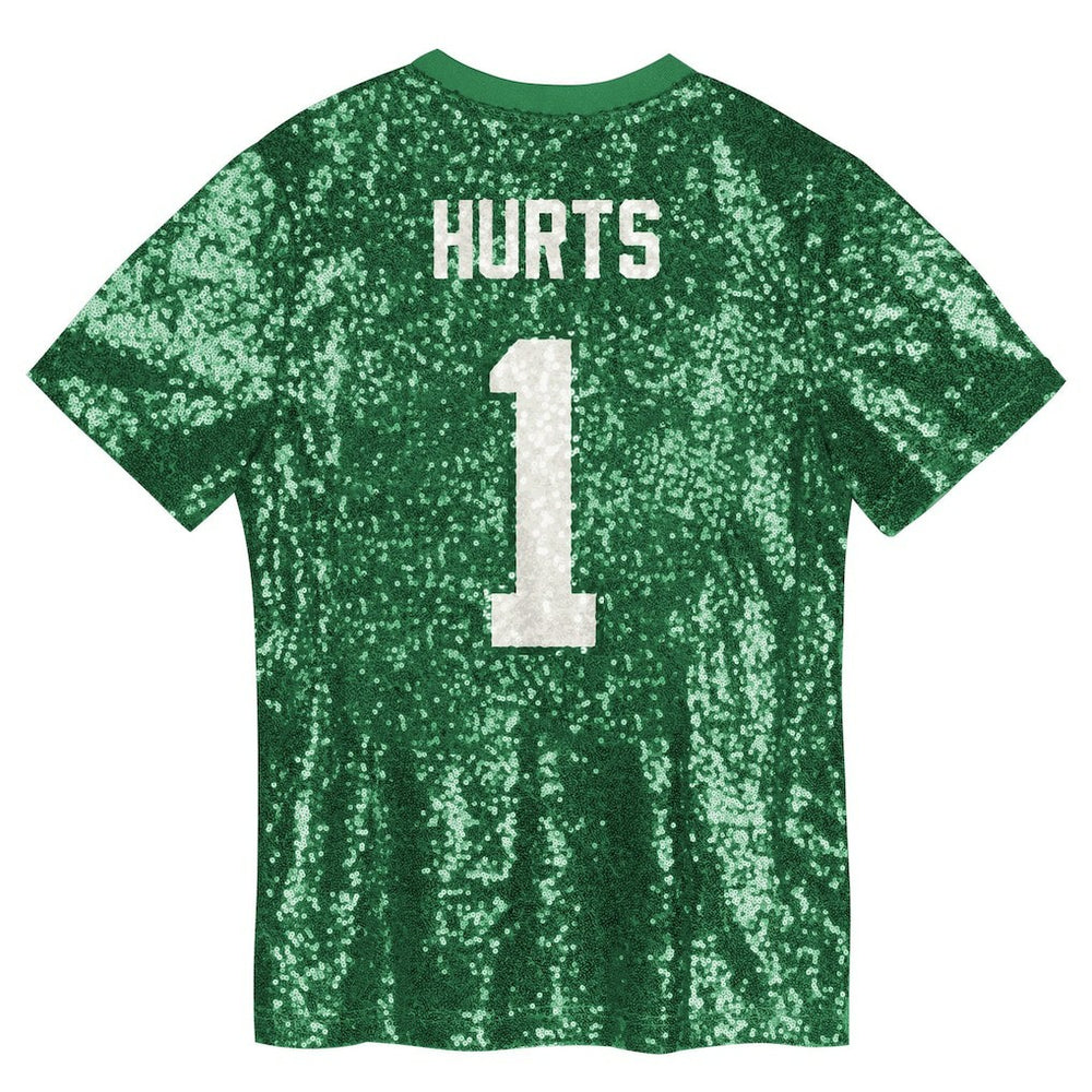 Jalen Hurts Philadelphia Eagles Girls Youth Sequin V-Neck Fashion Jersey Kelly Green - NFL