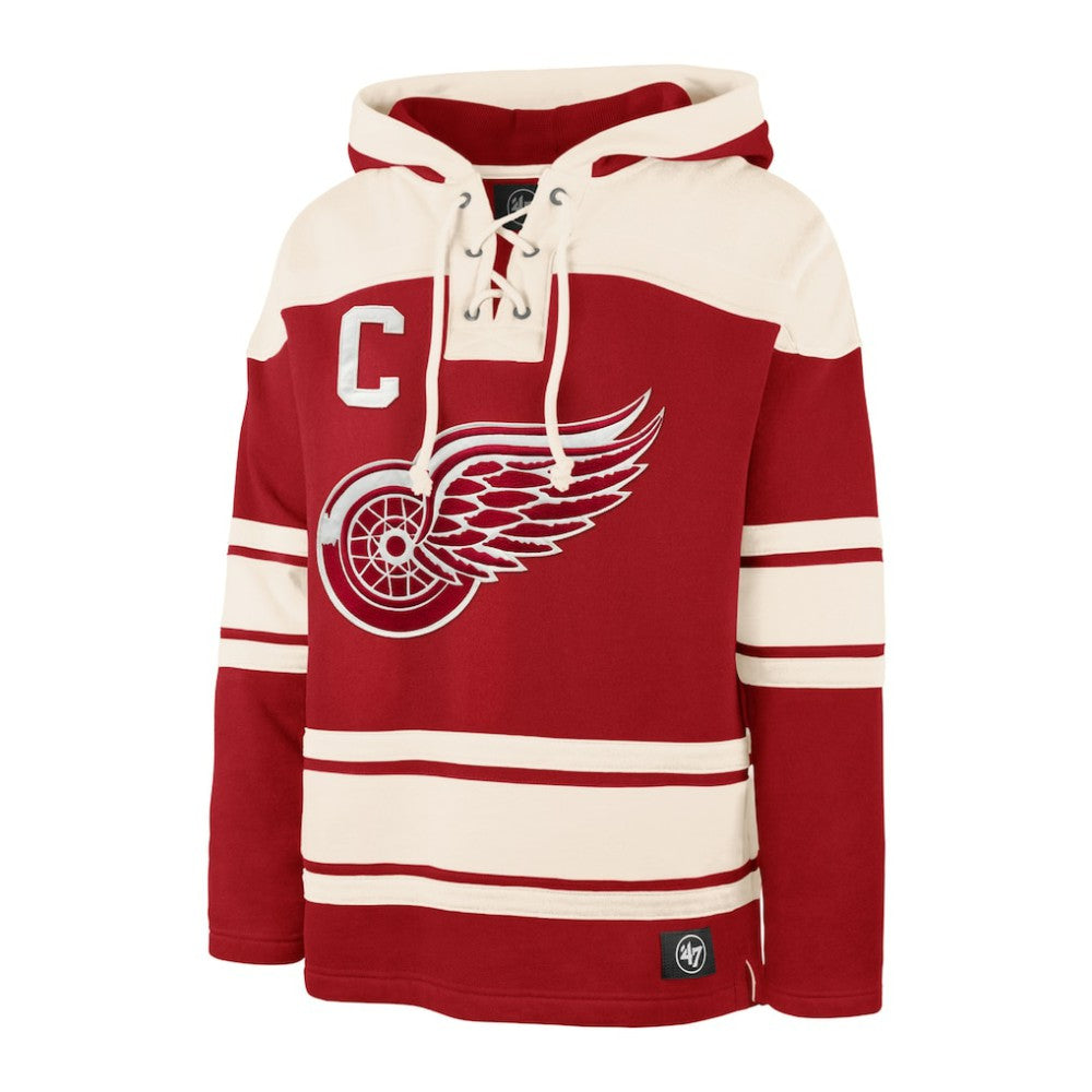 Dylan Larkin Detroit Red Wings - '47 Captain Patch Player Name & Number Lacer Pullover Hoodie Red