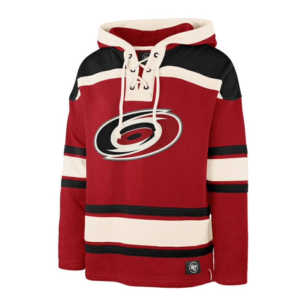 Sebastian Aho Carolina Hurricanes - '47 Player Name & Number Lacer Pullover Hoodie Red