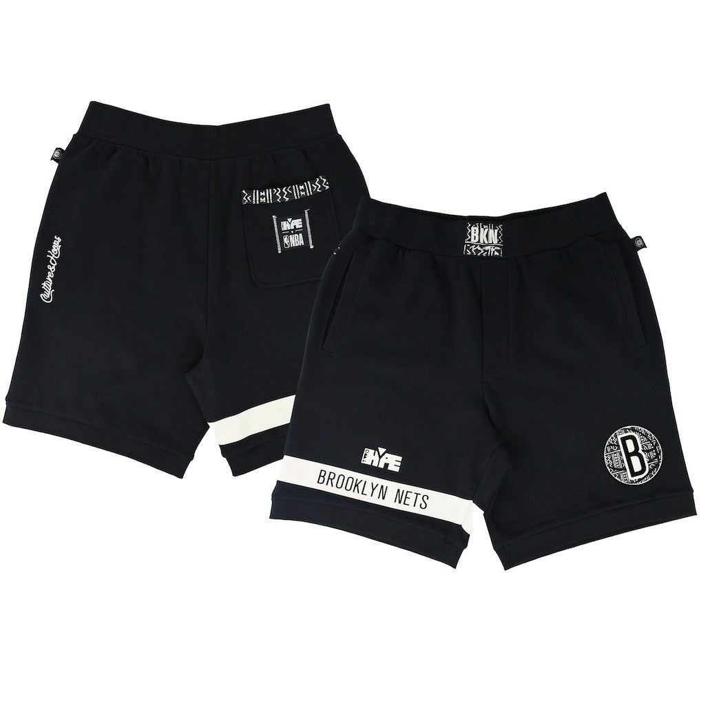 NBA - Brooklyn Nets NBA x Two Hype Unisex Culture & Hoops Premium Classic Fleece Shorts - Black