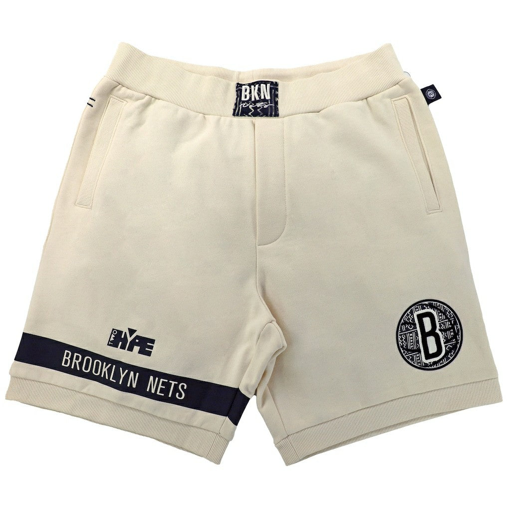 NBA - Brooklyn Nets NBA x Two Hype Unisex Culture & Hoops Premium Classic Fleece Shorts - Cream