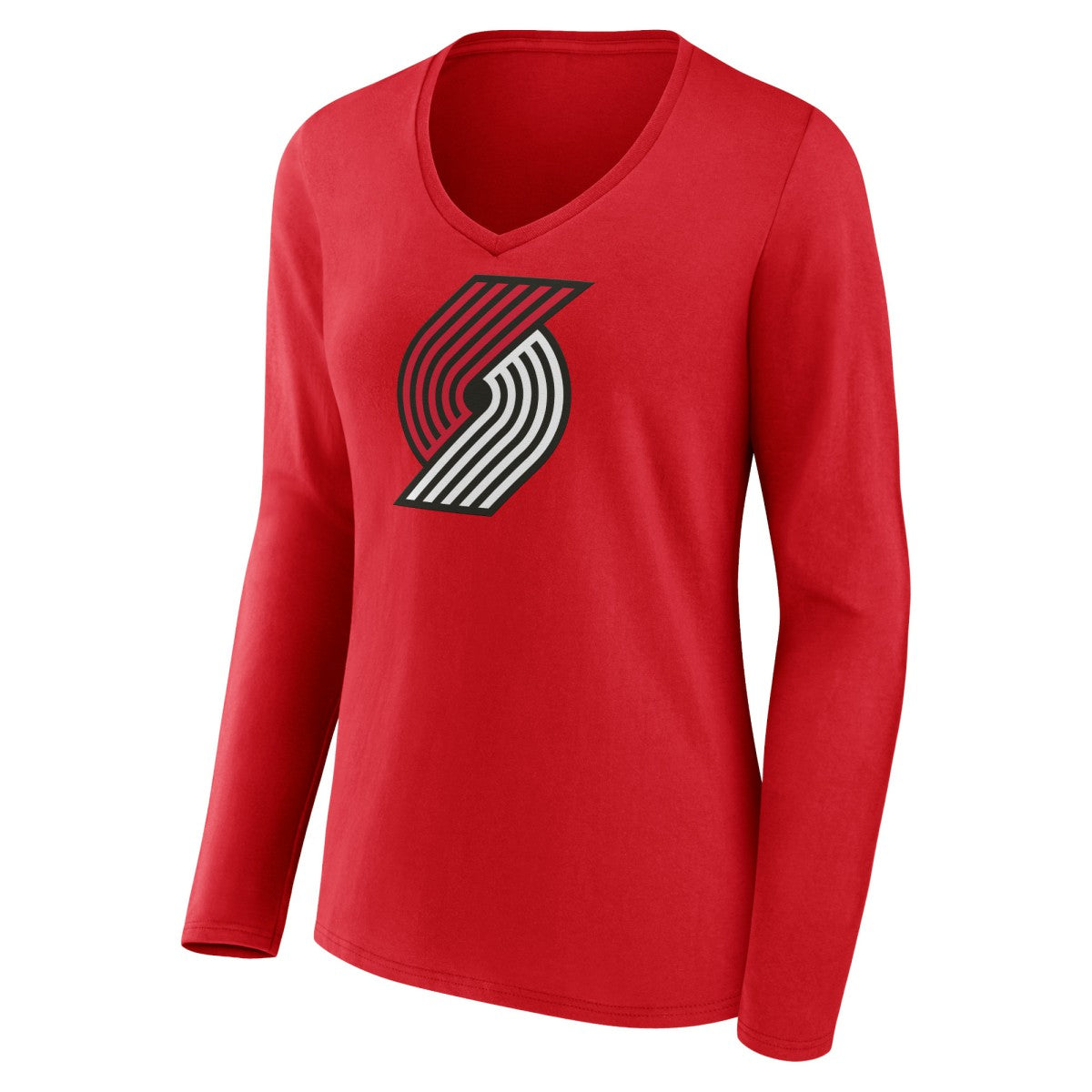NBA - Portland Trail Blazers Women's Primary Logo Long Sleeve V-Neck T-Shirt - Red