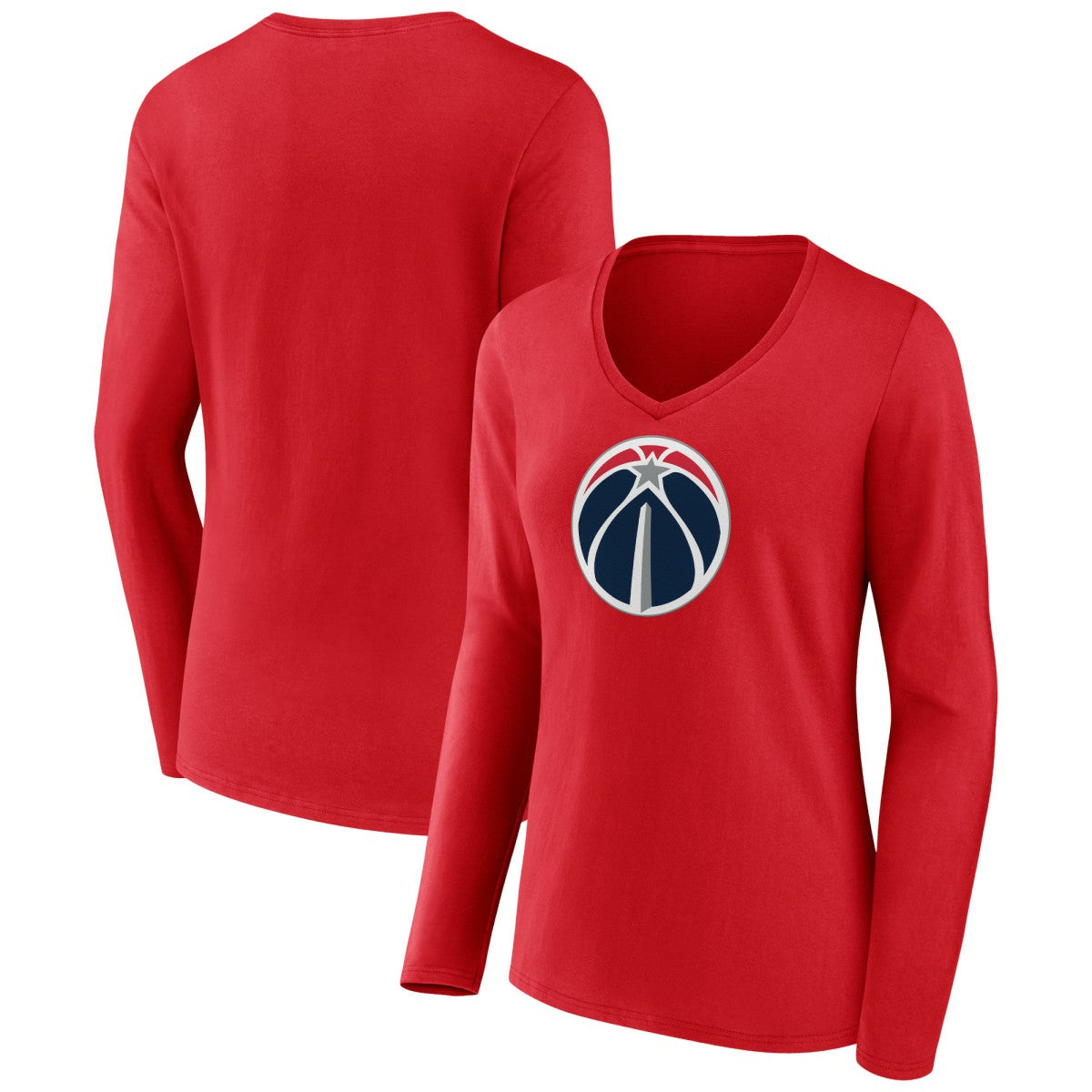 NBA - Washington Wizards Women's Primary Logo Long Sleeve V-Neck T-Shirt - Red