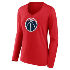 NBA - Washington Wizards Women's Primary Logo Long Sleeve V-Neck T-Shirt - Red