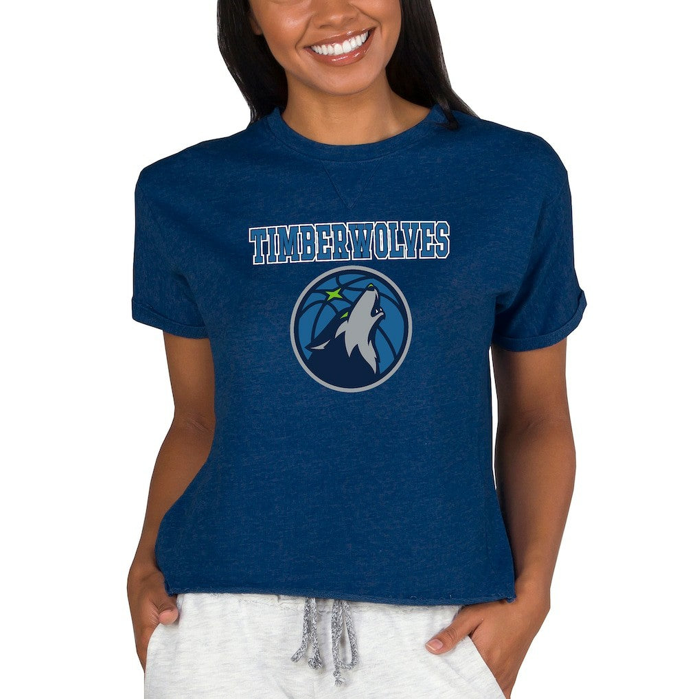 NBA - Minnesota Timberwolves Concepts Sport NBA Women's Concepts Mainstream Terry SS Top - Navy